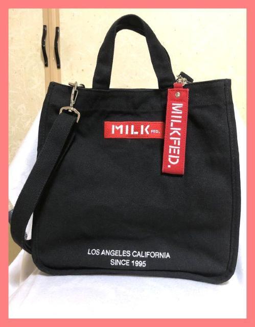 ☆ミルクフェド☆超美品♪キャンバスロゴ2wayミディトートショルダーバッグ黒☆ < ブランド ☆ミルクフェド☆超美品♪キャンバスロゴ2wayミディトートショルダーバッグ黒☆ < ブランドの