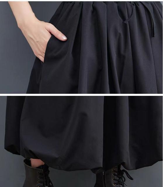 バルーン ロング丈スカート 裏地付き フレア ブラック 大きいサイズ < 女性ファッション バルーン ロング丈スカート 裏地付き フレア ブラック 大きいサイズ < 女性ファッションの