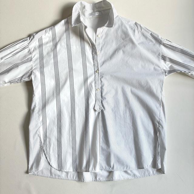 ◆美品◆ドゥクラッセ◆大きいサイズ◆綿混ストライプシャツチュニック◆白◆LL◆ < 女性ファッション ◆美品◆ドゥクラッセ◆大きいサイズ◆綿混ストライプシャツチュニック◆白◆LL◆ < 女性ファッションの