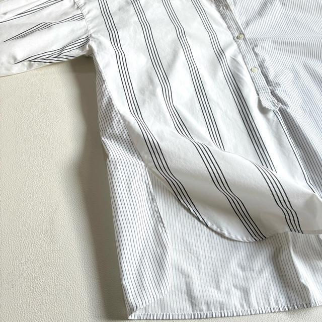 ◆美品◆ドゥクラッセ◆大きいサイズ◆綿混ストライプシャツチュニック◆白◆LL◆ < 女性ファッション ◆美品◆ドゥクラッセ◆大きいサイズ◆綿混ストライプシャツチュニック◆白◆LL◆ < 女性ファッションの