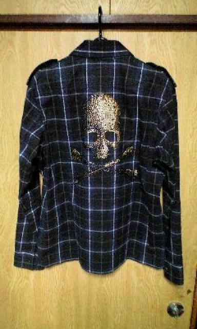 ROENロエン ゴールドスタッズスカルチェックシャツ 46 < ブランド  ROENロエン ゴールドスタッズスカルチェックシャツ 46  < ブランドの