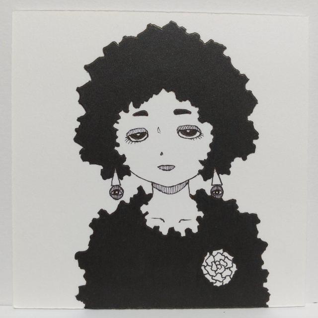 オリジナルイラスト 手描きイラスト ハンドメイド 黒女 インテリア モノクロ 白黒 アナログ 自作 原画 絵 アート illust < アニメ/コミック/キャラクター  オリジナルイラスト 手描きイラスト ハンドメイド 黒女 インテリア モノクロ 白黒 アナログ 自作 原画 絵 アート illust < アニメ/コミック/キャラクターの