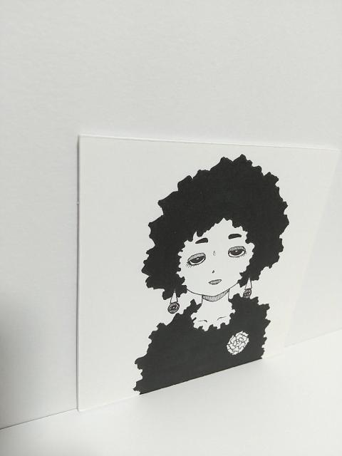 オリジナルイラスト 手描きイラスト ハンドメイド 黒女 インテリア モノクロ 白黒 アナログ 自作 原画 絵 アート illust < アニメ/コミック/キャラクター  オリジナルイラスト 手描きイラスト ハンドメイド 黒女 インテリア モノクロ 白黒 アナログ 自作 原画 絵 アート illust < アニメ/コミック/キャラクターの