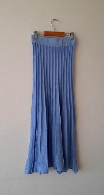 可愛い♪ライトブルー プリーツ ストレッチ ロング マキシ スカート◆M < 女性ファッション 可愛い♪ライトブルー プリーツ ストレッチ ロング マキシ スカート◆M < 女性ファッションの