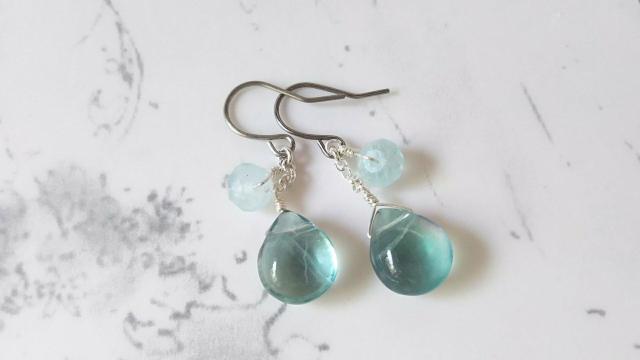 *フローライトとアクアマリンのピアス*SF 21037 < 女性アクセサリー/時計 *フローライトとアクアマリンのピアス*SF 21037 < 女性アクセサリー/時計の