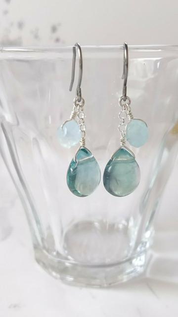 *フローライトとアクアマリンのピアス*SF 21037 < 女性アクセサリー/時計 *フローライトとアクアマリンのピアス*SF 21037 < 女性アクセサリー/時計の