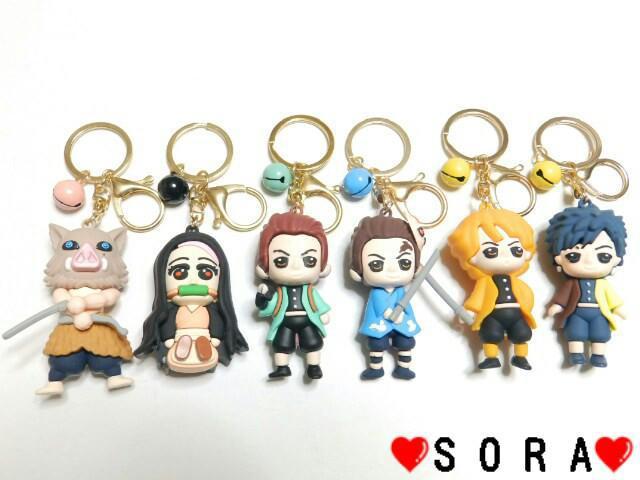 【鬼滅の刃】超人気♪炭治郎.禰豆子.善逸.伊之助.義勇 鈴&フック&リング付 フイギュアマスコット キーホルダー6個セット < アニメ/コミック/キャラクター  【鬼滅の刃】超人気♪炭治郎.禰豆子.善逸.伊之助.義勇 鈴&フック&リング付 フイギュアマスコット キーホルダー6個セット  < アニメ/コミック/キャラクターの