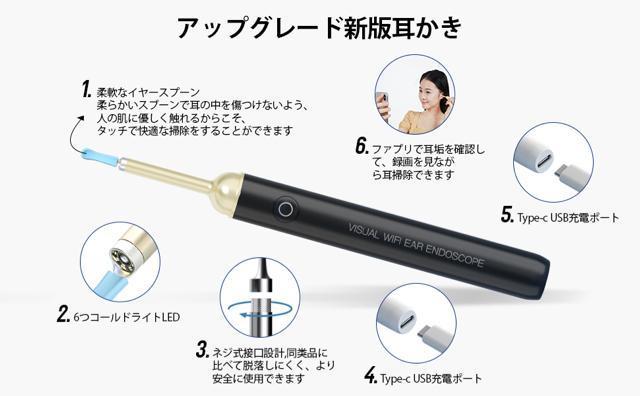 光る耳かき ライト付 ピンセット 極細レンズ3.5mm 500万画素 Type-c充電式 スマホ&タブレット対応 取り付け簡単 < インテリア/ライフ  光る耳かき ライト付 ピンセット 極細レンズ3.5mm 500万画素 Type-c充電式 スマホ&タブレット対応 取り付け簡単 < インテリア/ライフの