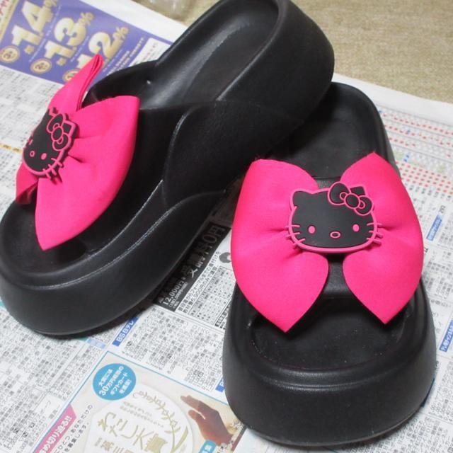 ハローキティ*厚底サンダル*BIGリボン(ブラック×濃ピンクリボン) < おもちゃ ハローキティ*厚底サンダル*BIGリボン(ブラック×濃ピンクリボン) < おもちゃの
