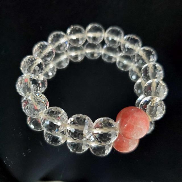 込み★天然石★インカローズ&128面カット水晶ブレスレット★ < 女性アクセサリー/時計 込み★天然石★インカローズ&128面カット水晶ブレスレット★ < 女性アクセサリー/時計の