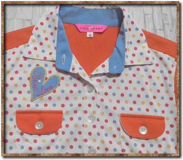 ビバハート アップリケ付き切替半袖ポロシャツ < レジャー/スポーツ ビバハート アップリケ付き切替半袖ポロシャツ < レジャー/スポーツの