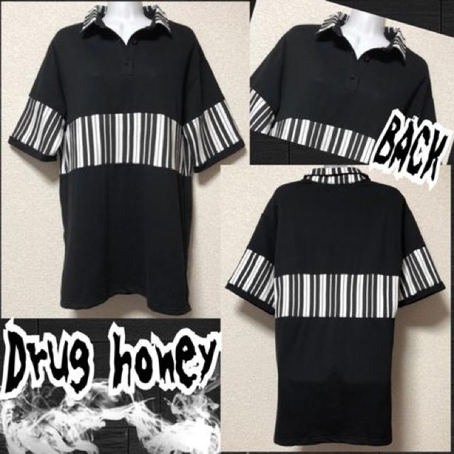 【新品/Drug honey】ストライプ柄切替スキッパー/ブラック < ブランド  【新品/Drug honey】ストライプ柄切替スキッパー/ブラック  < ブランドの