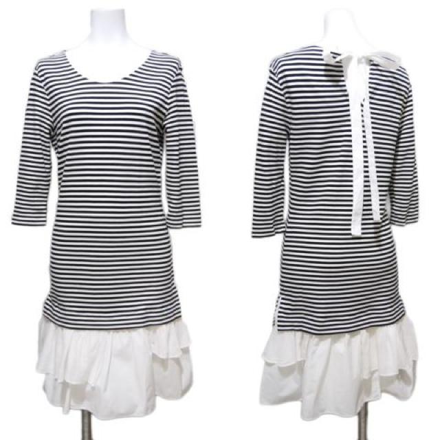 新品モスキーノ 白黒ボーダー 七分袖ワンピース #38 MOSCH < ブランド 新品モスキーノ 白黒ボーダー 七分袖ワンピース #38 MOSCH < ブランドの