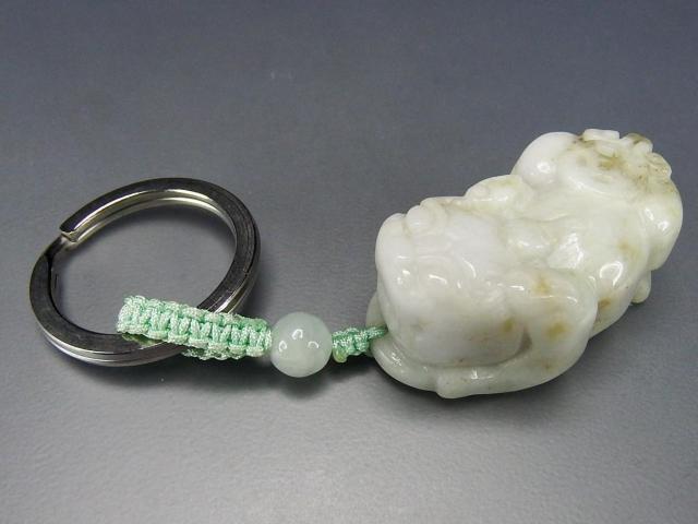 一点物大型天然石ヒキュウ彫りキーホルダー本翡翠財運御守208-063a < 女性アクセサリー/時計  一点物大型天然石ヒキュウ彫りキーホルダー本翡翠財運御守208-063a < 女性アクセサリー/時計の