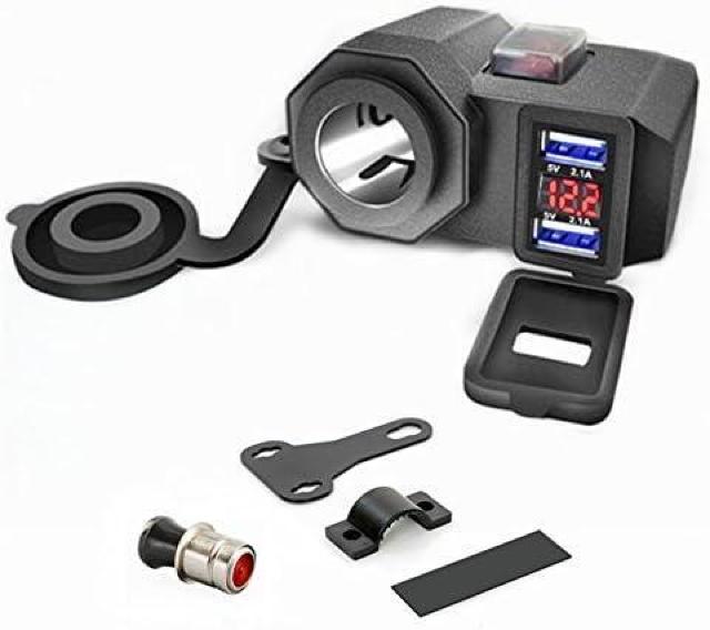 バイク USB電源 充電器 USB2ポート 4.2A 電圧計付 電源ON/OFFスイッチ シガーライター ソケット < 自動車/バイク バイク USB電源 充電器 USB2ポート 4.2A 電圧計付 電源ON/OFFスイッチ シガーライター ソケット < 自動車/バイク