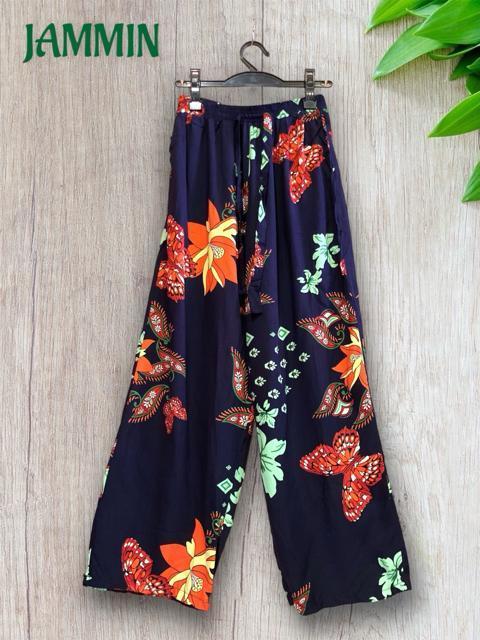 バタフライ柄ゆるめパンツ ネイビー アジアン エスニック ヒッピー < 女性ファッション バタフライ柄ゆるめパンツ ネイビー アジアン エスニック ヒッピー < 女性ファッションの