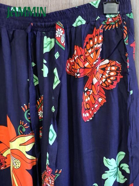 バタフライ柄ゆるめパンツ ネイビー アジアン エスニック ヒッピー < 女性ファッション バタフライ柄ゆるめパンツ ネイビー アジアン エスニック ヒッピー < 女性ファッションの