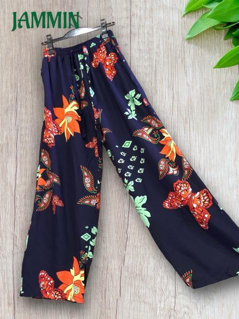 バタフライ柄ゆるめパンツ ネイビー アジアン エスニック ヒッピー < 女性ファッション バタフライ柄ゆるめパンツ ネイビー アジアン エスニック ヒッピー < 女性ファッションの