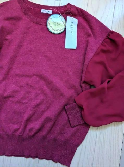 M★ESSEME★レトロモダン★袖シフォンニットソー★新品★送料無料 < 女性ファッション M★ESSEME★レトロモダン★袖シフォンニットソー★新品★送料無料 < 女性ファッションの