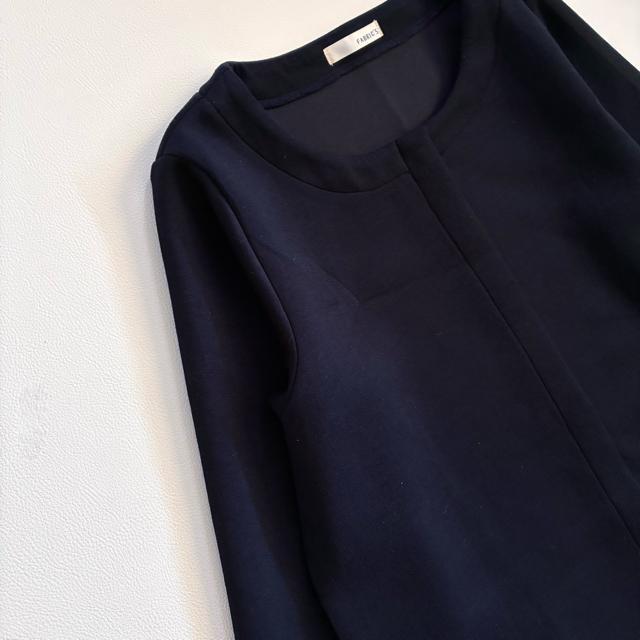 ◆日本製◆FABRIC'S◆ボンディングノーカラーロングコート◆濃紺ネイビー◆F < 女性ファッション ◆日本製◆FABRIC'S◆ボンディングノーカラーロングコート◆濃紺ネイビー◆F < 女性ファッションの