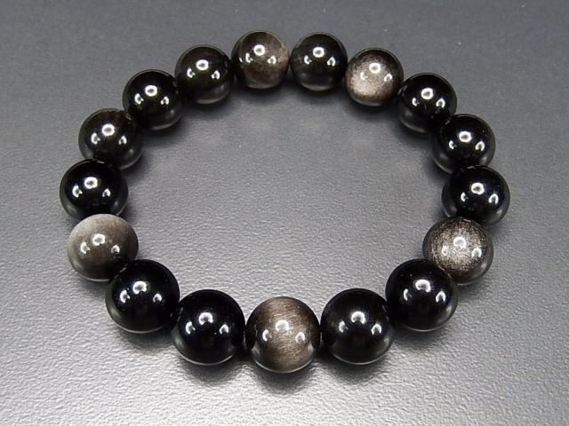 魔除けシルバーオブシディアンAAA天然石ブレスレット数珠石街 < 男性アクセサリー/時計  魔除けシルバーオブシディアンAAA天然石ブレスレット数珠石街 < 男性アクセサリー/時計の