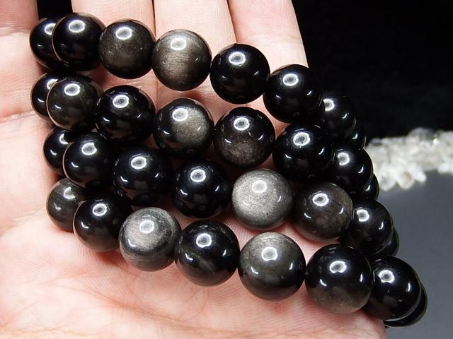 魔除けシルバーオブシディアンAAA天然石ブレスレット数珠石街 < 男性アクセサリー/時計  魔除けシルバーオブシディアンAAA天然石ブレスレット数珠石街 < 男性アクセサリー/時計の
