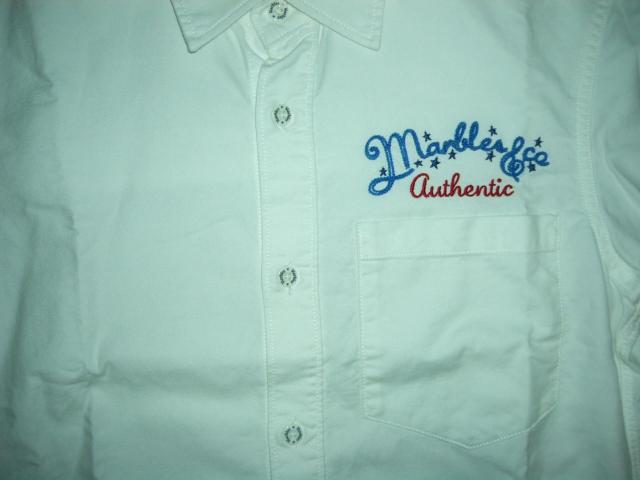 MARBLES マーブルズ 長袖シャツ S 白 胸ロゴ 刺繍 チェーンステッチ ロゴ LOGO TMT < ブランド  MARBLES マーブルズ 長袖シャツ S 白 胸ロゴ 刺繍 チェーンステッチ ロゴ LOGO TMT < ブランドの