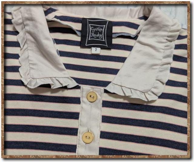 シンシアローリー 襟付きボーダーカットソー ベージュ×紺 < ブランド シンシアローリー 襟付きボーダーカットソー ベージュ×紺 < ブランドの