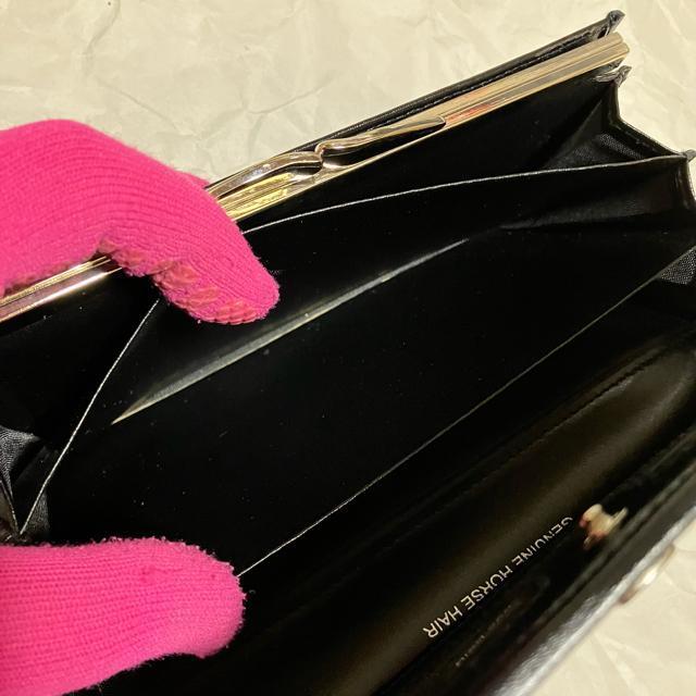 【ノーブランド扱い】【ホースヘア】〈高級〉 本革 / がま口 長財布 ブラック < 女性ファッション 【ノーブランド扱い】【ホースヘア】〈高級〉 本革 / がま口 長財布 ブラック < 女性ファッションの