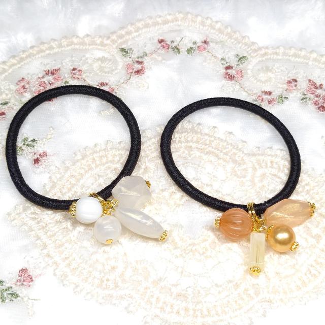 ハンドメイド☆ヘアゴム☆ビーズ☆2個セット < 女性ファッション  ハンドメイド☆ヘアゴム☆ビーズ☆2個セット  < 女性ファッションの