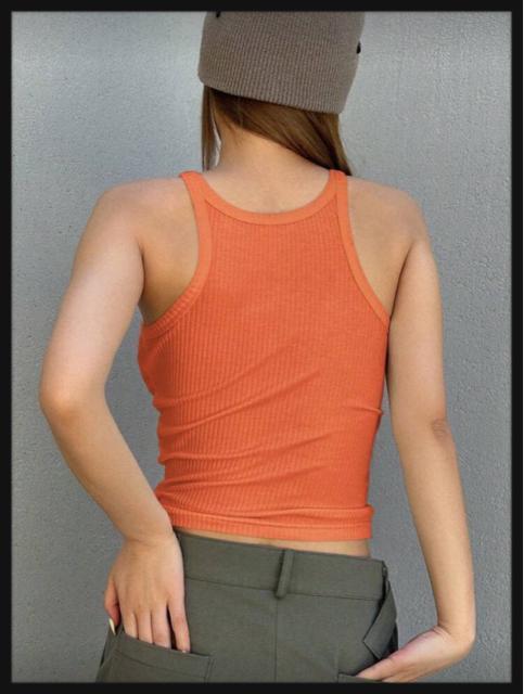 y2k ストリート ギャル♪新品 リブニット タンクトップ キャミソール 無地 バーントオレンジ < 女性ファッション y2k ストリート ギャル♪新品 リブニット タンクトップ キャミソール 無地 バーントオレンジ < 女性ファッションの