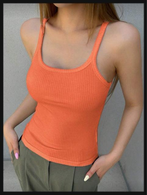 y2k ストリート ギャル♪新品 リブニット タンクトップ キャミソール 無地 バーントオレンジ < 女性ファッション y2k ストリート ギャル♪新品 リブニット タンクトップ キャミソール 無地 バーントオレンジ < 女性ファッションの