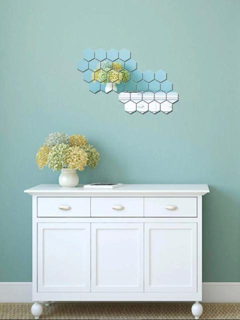 定価1,320円●六角形ミラーウォールステッカー●ヘキサゴン 蜂の巣●シルバー●簡単シールタイプ < インテリア/ライフ 定価1,320円●六角形ミラーウォールステッカー●ヘキサゴン 蜂の巣●シルバー●簡単シールタイプ < インテリア/ライフの