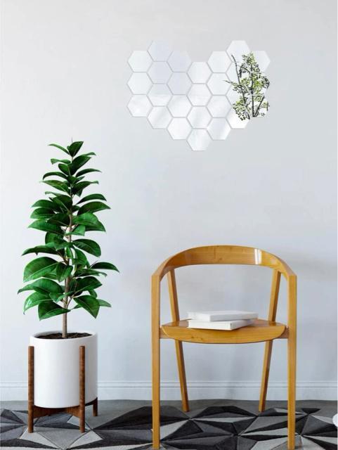 定価1,320円●六角形ミラーウォールステッカー●ヘキサゴン 蜂の巣●シルバー●簡単シールタイプ < インテリア/ライフ 定価1,320円●六角形ミラーウォールステッカー●ヘキサゴン 蜂の巣●シルバー●簡単シールタイプ < インテリア/ライフの