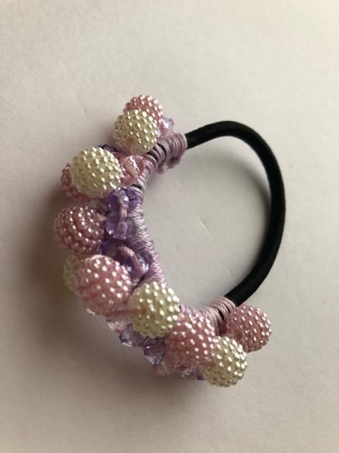 ハンドメイド ヘアゴム  キラキラピーズ盛り盛り♪ ピンク ホワイト パープル < 女性ファッション  ハンドメイド ヘアゴム  キラキラピーズ盛り盛り♪ ピンク ホワイト パープル < 女性ファッションの