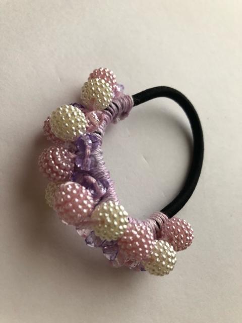 ハンドメイド ヘアゴム  キラキラピーズ盛り盛り♪ ピンク ホワイト パープル < 女性ファッション  ハンドメイド ヘアゴム  キラキラピーズ盛り盛り♪ ピンク ホワイト パープル < 女性ファッションの