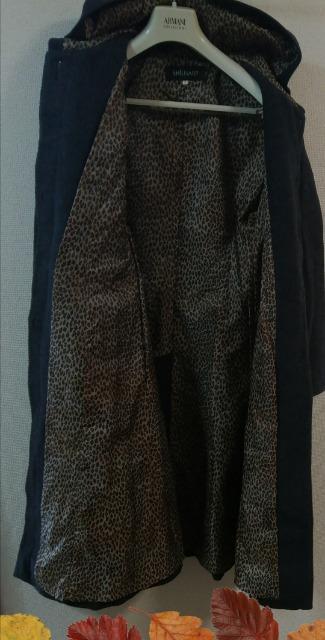 ★極美品特価毛90 上品スタイリッシュ人気ウールコートグレーヒョウ柄フード付きポケット体型カバー < 女性ファッション  ★極美品特価毛90 上品スタイリッシュ人気ウールコートグレーヒョウ柄フード付きポケット体型カバー < 女性ファッションの