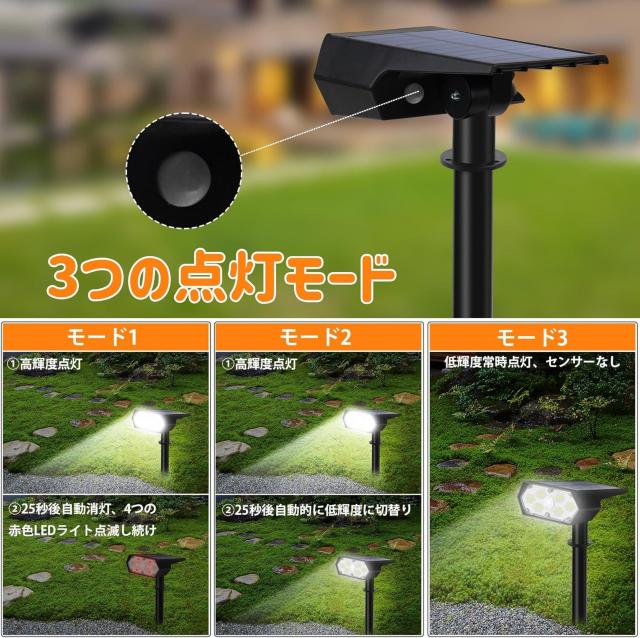 ソーラーライト 屋外 人感センサー ガーデンライト スポットライト イルミネーション 2200mAH 42LEDs 昼光色 2個 < ペット/手芸/園芸  ソーラーライト 屋外 人感センサー ガーデンライト スポットライト イルミネーション 2200mAH 42LEDs 昼光色 2個 < ペット/手芸/園芸の
