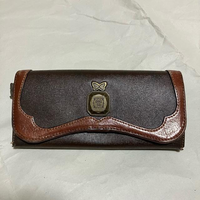 【ANNA SUI / アナスイ】 レザー / 二つ折り 長財布 ダークブラウン < ブランド 【ANNA SUI / アナスイ】 レザー / 二つ折り 長財布 ダークブラウン < ブランドの
