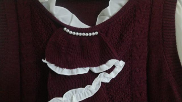 ダイヤ柄赤ニットベスト&生成シフォンPO◆パール&フリルジャボ◆セット割 < ブランド ダイヤ柄赤ニットベスト&生成シフォンPO◆パール&フリルジャボ◆セット割 < ブランドの