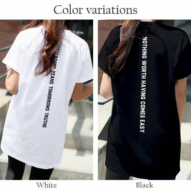 ゆったり大きいサイズ♪カッコいい バックプリント Vネック 半袖Tシャツ ブラック XL < 女性ファッション  ゆったり大きいサイズ♪カッコいい バックプリント Vネック 半袖Tシャツ ブラック XL < 女性ファッションの