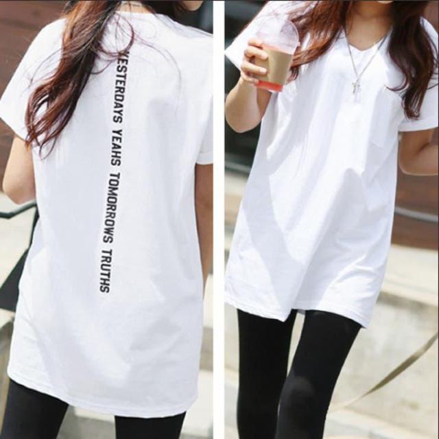 ゆったり大きいサイズ♪カッコいい バックプリント Vネック 半袖Tシャツ ブラック XL < 女性ファッション  ゆったり大きいサイズ♪カッコいい バックプリント Vネック 半袖Tシャツ ブラック XL < 女性ファッションの