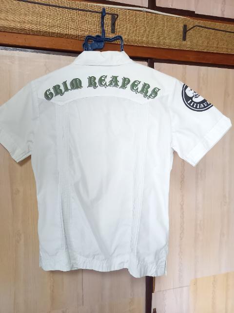 美品☆AVIREXレディースS☆半袖開襟シャツ(薄い水色地×水色スカル刺繍) < ブランド 美品☆AVIREXレディースS☆半袖開襟シャツ(薄い水色地×水色スカル刺繍) < ブランドの