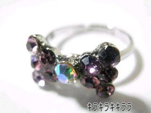 《New》ageha掲載★キラキラ*パヴェリボン・リング/指輪<パープル>【箱付】 < 女性アクセサリー/時計  《New》ageha掲載★キラキラ*パヴェリボン・リング/指輪<パープル>【箱付】  < 女性アクセサリー/時計の