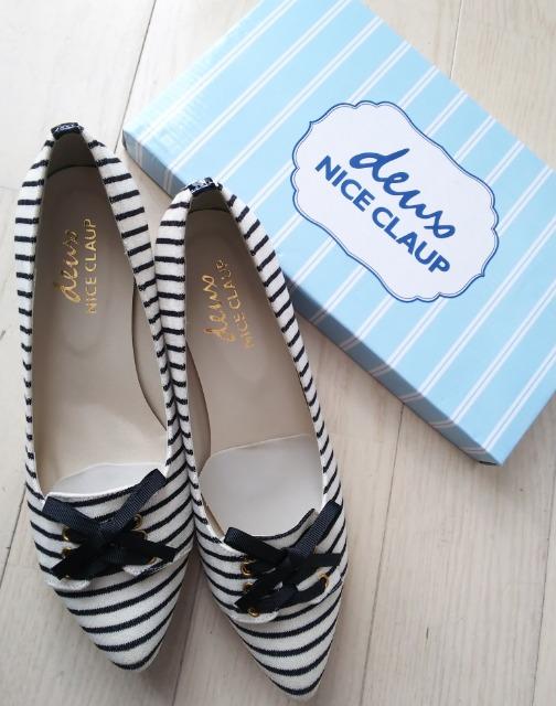 L★deux NICE CLAUP★ストライプパンプス★コットン素材★新品 < 女性ファッション  L★deux NICE CLAUP★ストライプパンプス★コットン素材★新品  < 女性ファッションの