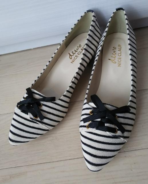 L★deux NICE CLAUP★ストライプパンプス★コットン素材★新品 < 女性ファッション  L★deux NICE CLAUP★ストライプパンプス★コットン素材★新品 < 女性ファッションの