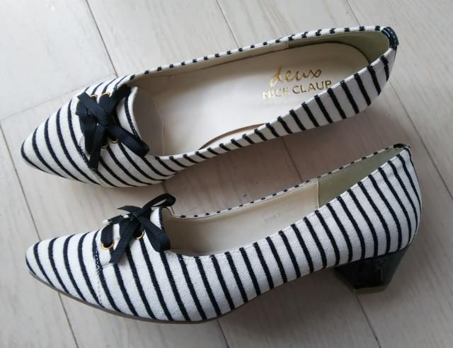 L★deux NICE CLAUP★ストライプパンプス★コットン素材★新品 < 女性ファッション  L★deux NICE CLAUP★ストライプパンプス★コットン素材★新品 < 女性ファッションの