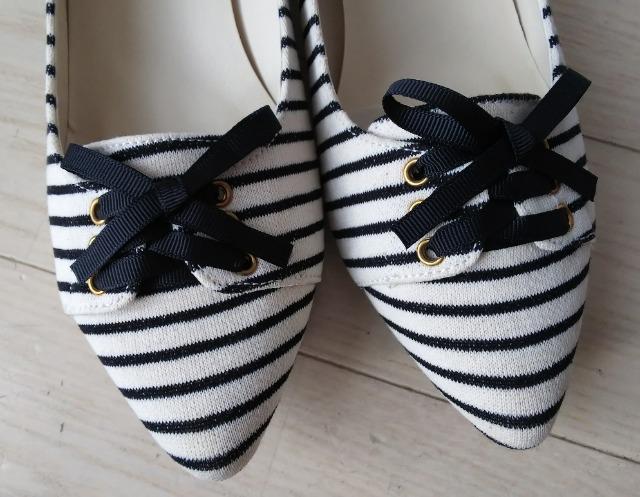 L★deux NICE CLAUP★ストライプパンプス★コットン素材★新品 < 女性ファッション  L★deux NICE CLAUP★ストライプパンプス★コットン素材★新品 < 女性ファッションの