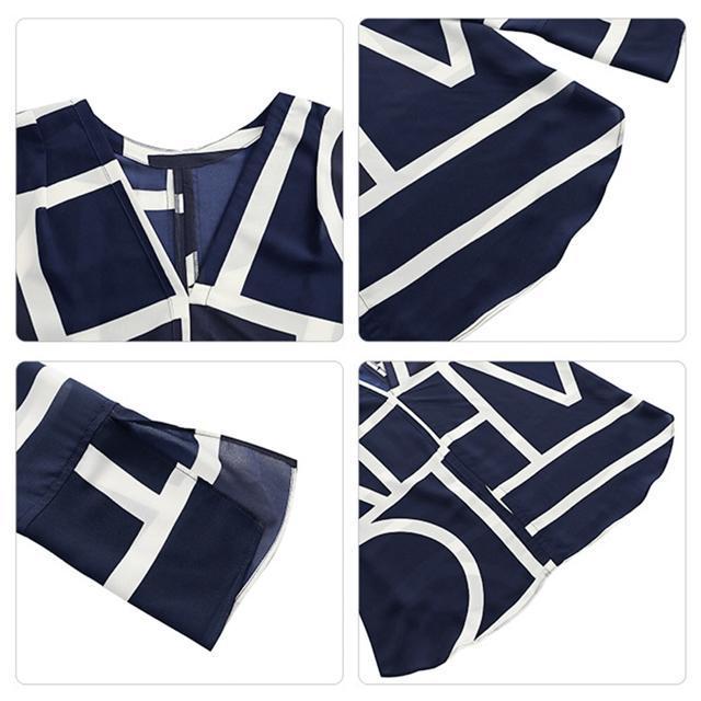 送料無料 新品 幾何学模様ブラウスレディースVネック長袖 < 女性ファッション 送料無料 新品 幾何学模様ブラウスレディースVネック長袖 < 女性ファッションの