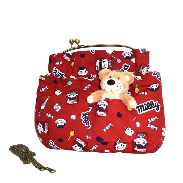 ◆ペコちゃんMilkyチョコ×レトロ赤◆ベンリー口金バッグ < 女性ファッション ◆ペコちゃんMilkyチョコ×レトロ赤◆ベンリー口金バッグ < 女性ファッションの